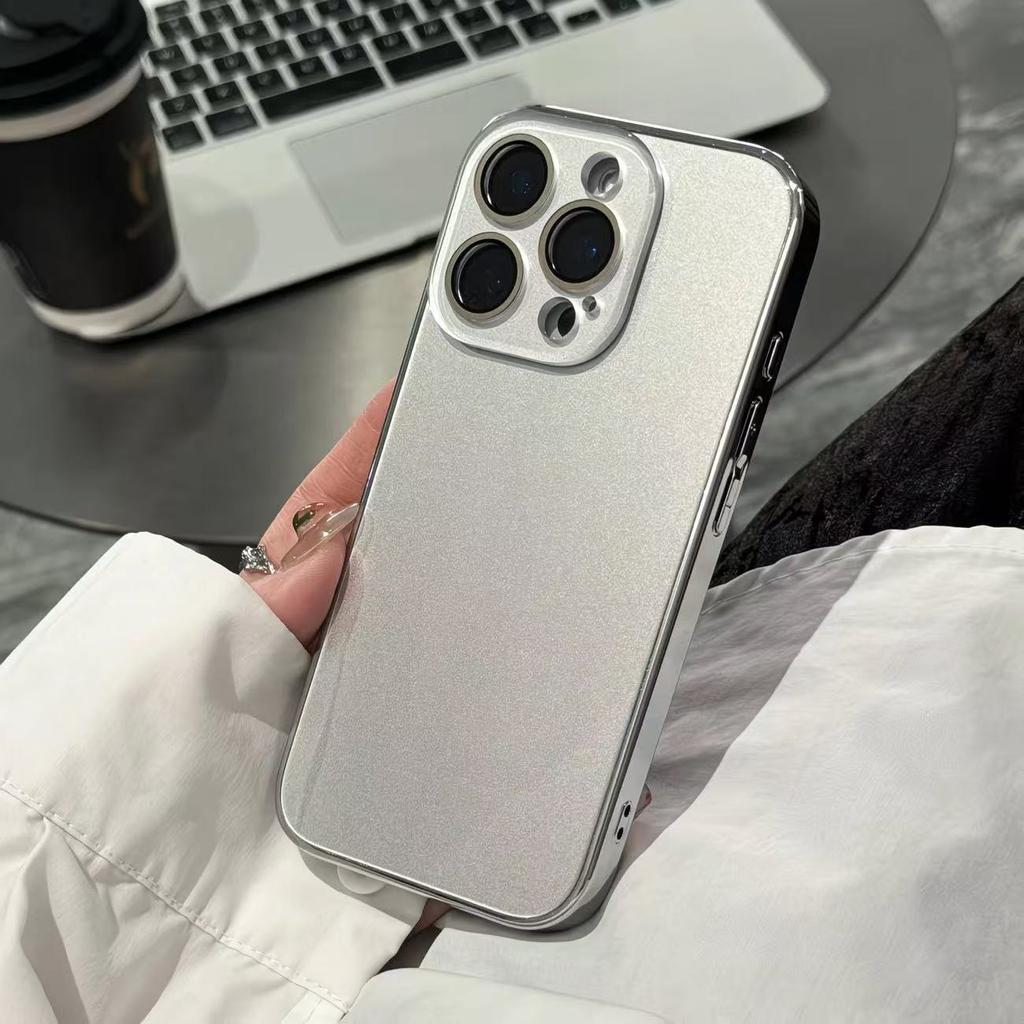 Fashion Plating Tempered Glass Phone Case For For Iphone 17 16 15 14 13 12 11 Pro Max Camera Lens Protection Shockproof Glossy Cover