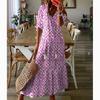 Elegante, lockere, bedruckte Freizeitkleider mit V-Ausschnitt für Damen, übergroßes langärmeliges Kleid für Damen, modisch, elegant, Vintage, Übergröße, Damenkleid 24220