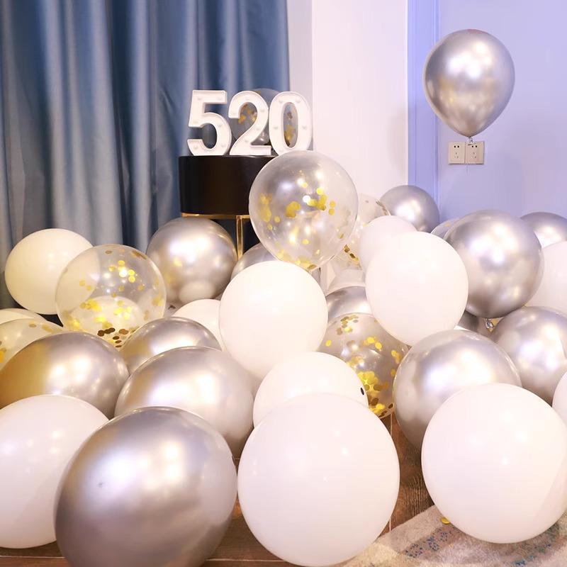 Metallic Silver & Purple Sequin Balloons for Events & Celebrations