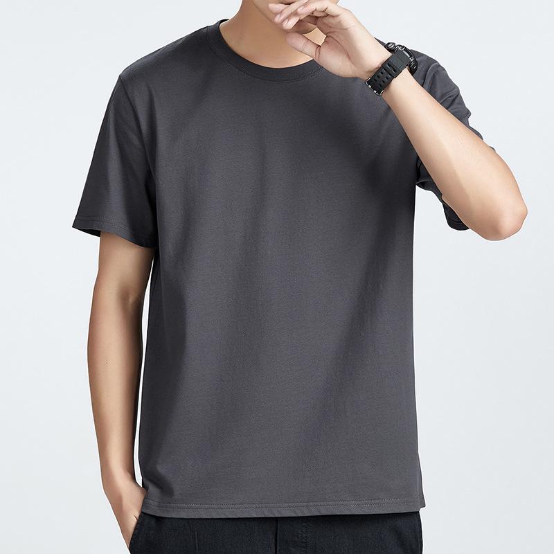 Men's Slim Fit Summer T-Shirt - Plain Color, Round Neck, Short Sleeve Fashion Trend