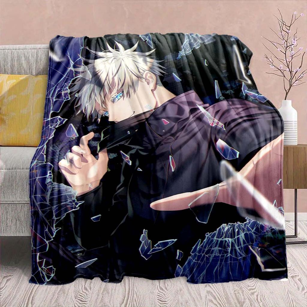 Jujutsu Kaisen Anime Flannel Blanket - Soft Warm Perfect for Sofa, Bedding Camping Travel Office Home Decor -QJY