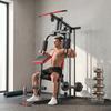 Weight Training Station, Free Weights, Removable Bench, 136 x 107 x 205 cm, Black Red