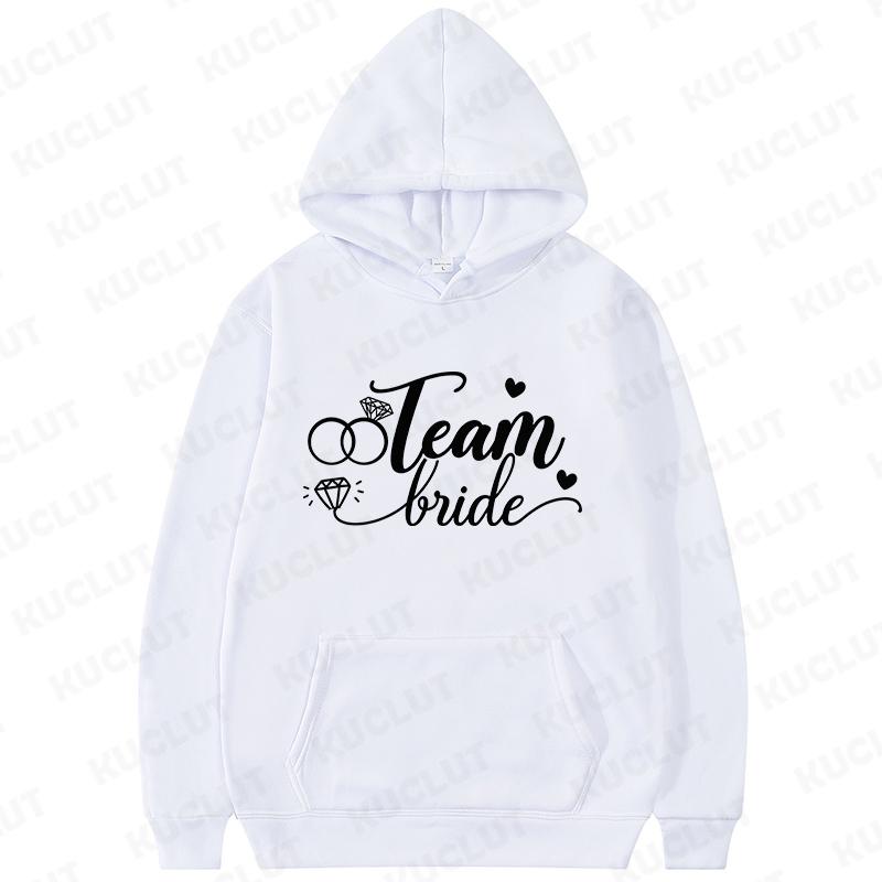 Fashion Team Bride Tribe Hoodies Women Ring Crown Print Soft Pullover Sweatshirts for Wedding Bachelorette Party Outerwears