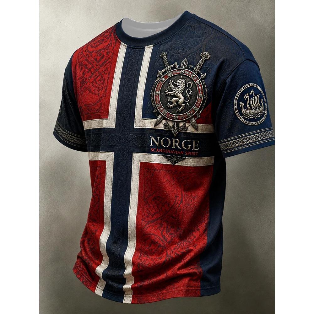 Nordik Viking Retro Stil 2026 Norveç Taraftar Forması Günlük Futbol Kısa Kollu erkekler için Nefes Alabilen Hızlı Kuruyan Yumuşak