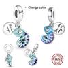 Charms camaleonte adatti a braccialetti originali alla moda in argento 925 con zircone, perlina a forma di polpo e tartaruga, ciondolo a forma di farfalla e lucciola, fai da te per realizzare gioielli