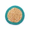 Jute Cotton Coasters Set of 4 Teal Border