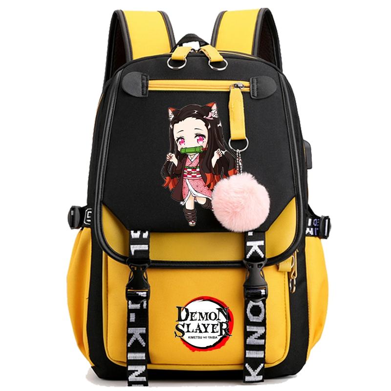 Anime Demon Slayer Backpack for Women Canvas Laptop Bag Back To Schoolbag for Teenager Girl Boy Schoolbag Men Women Travel Bag
