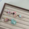 Geometric Enamel Love Heart Ring Open Ring Irregular Enamel Ring Painting Ring  Women