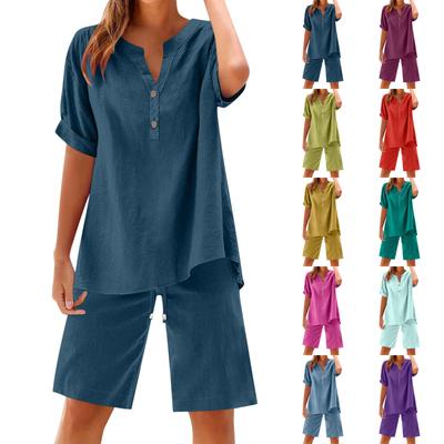 2-piece Set With Women's Shorts, Matching, For Relaxing, Airport, Travel, Vacation, Beach, Suit With Pocket