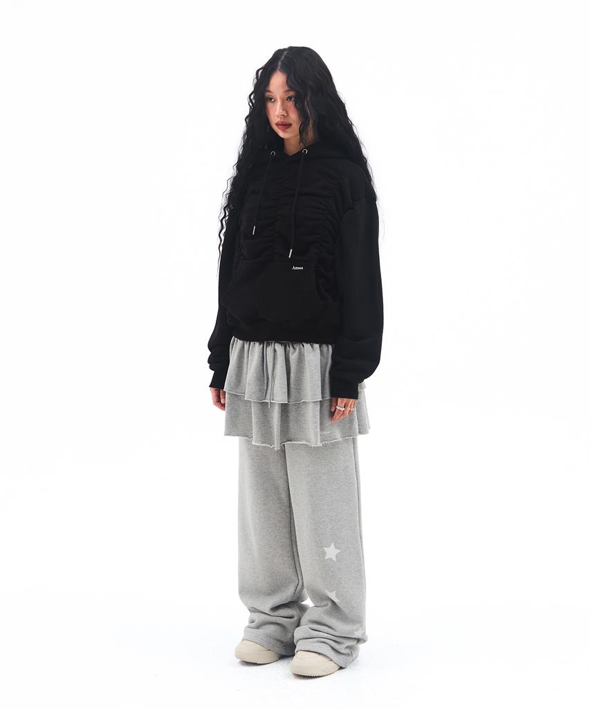 Shirring Hoodie Black