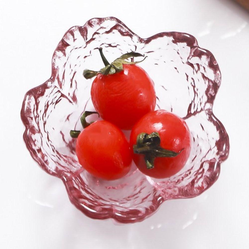Nordic Style Glass Sakura Disc Gold Inlay Flower Candle Holder Creative Sauce Bowl  Ice Cream