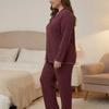 Plus Size Women Two Piece Pajama Set Button Front Cardigan Loose Knit Casual Loungewear Home Sleepwear