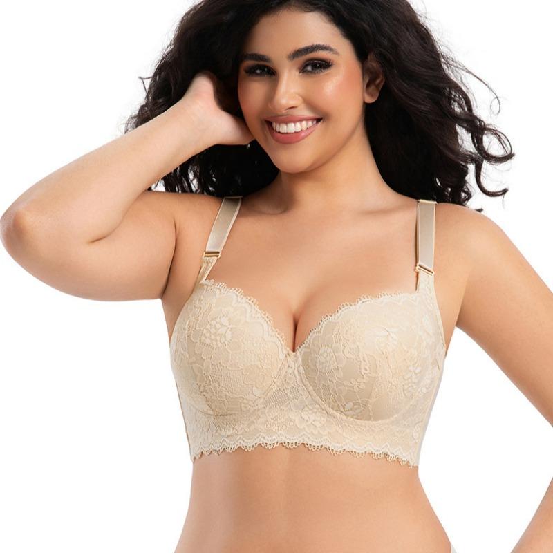 Великий Розмір Сексуальний Мереживний Бюстгальтер Тонкий З Кісточками З Ефектом Пуш-ап Регульований Жіночий Підкладний Одяг