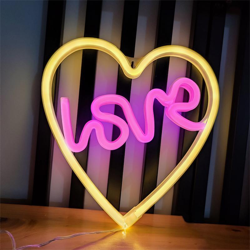 Sweet LOVE Neon Signs w Base, LED Light, Atmosphere Lighting for Wall, Night Lamp for Birthday, Wedding Party, Lover, Decor