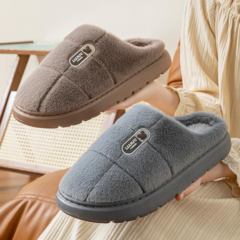 Herren Übergröße 50 Baumwollpantoffeln, Damen Dicksohlige Anti-Rutsch Baumwollpantoffeln für den Heimgebrauch und Übergröße 50 Hausschuhe