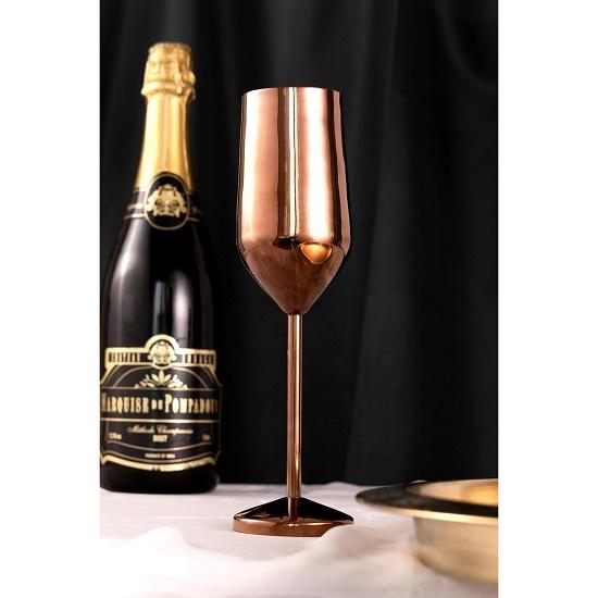Glass Set of 2-200ml | Stainless Steel Wine Flutes Glasses | Bar Accessories Non-Toxic & Anti-Tarnish Gift