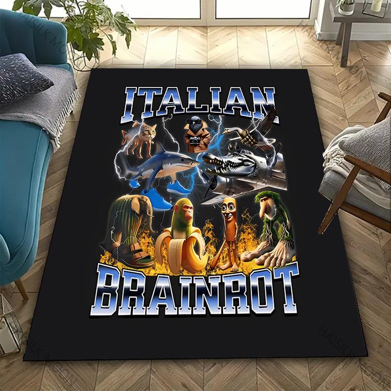 AI Fantastic Absurd Italian Brainrot Collection Printed Carpet,Mat for Bedroom Living Room Non-Slip Kid Rug for Dining Room Sofa