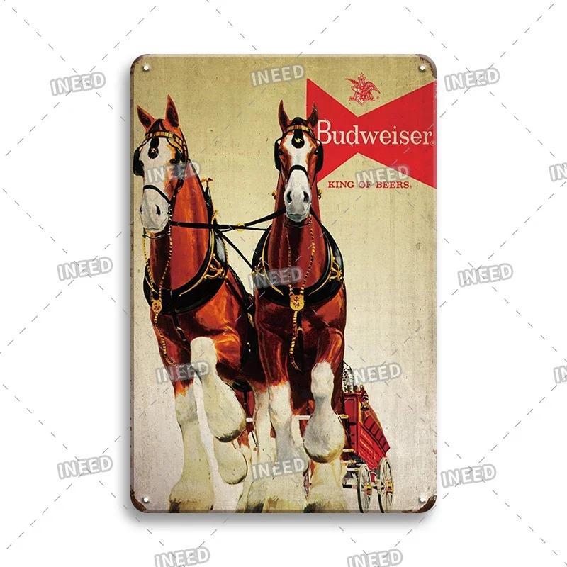 Original Budweiser Bier-Blechschild, lustige Metallplakate, Retro-Wandschild, Vintage-Schild für Bar-Club-Wanddekoration