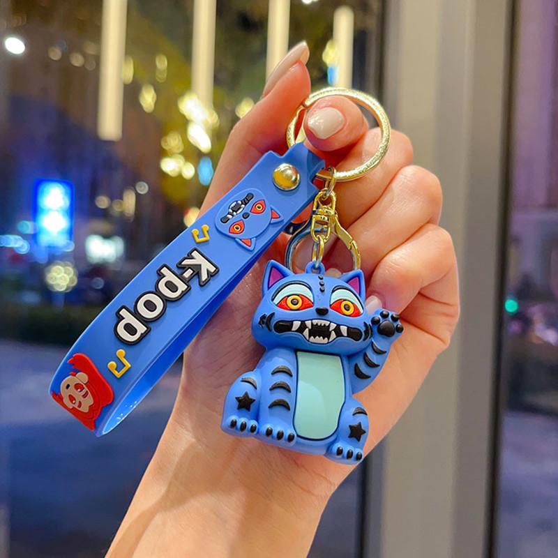 

New KPOP Demon Hunters Keychain, Tiger Character PVC Figure Keychain, Cute Harajuku Style Key Ring for Kids & Fans ChristmasGift