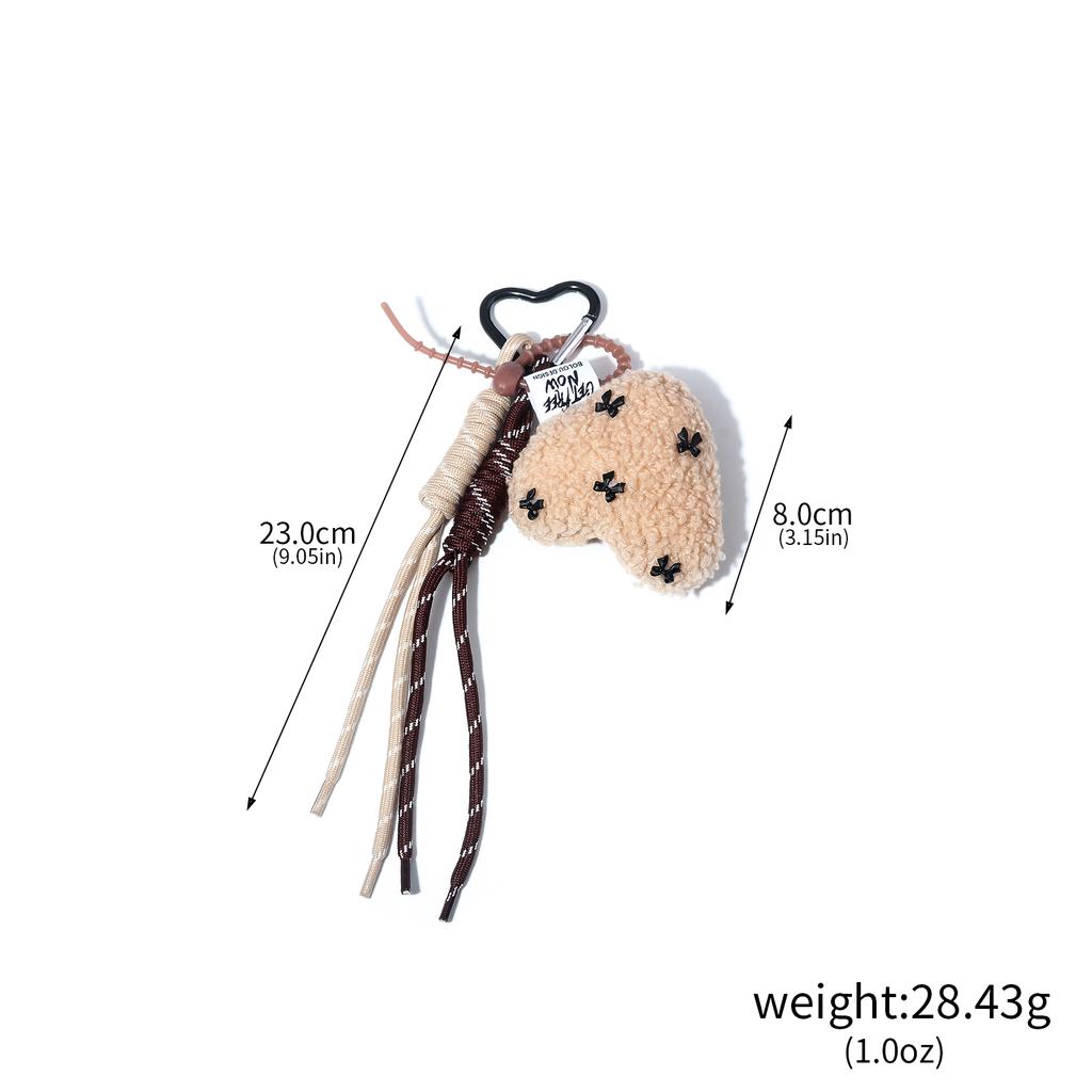 Fashion Lamb Wool love Plush Keychain Cute Heart Shaped Pendant Braided Rope Chain Elegant Girl Backpack Key Jewelry Accessoriy