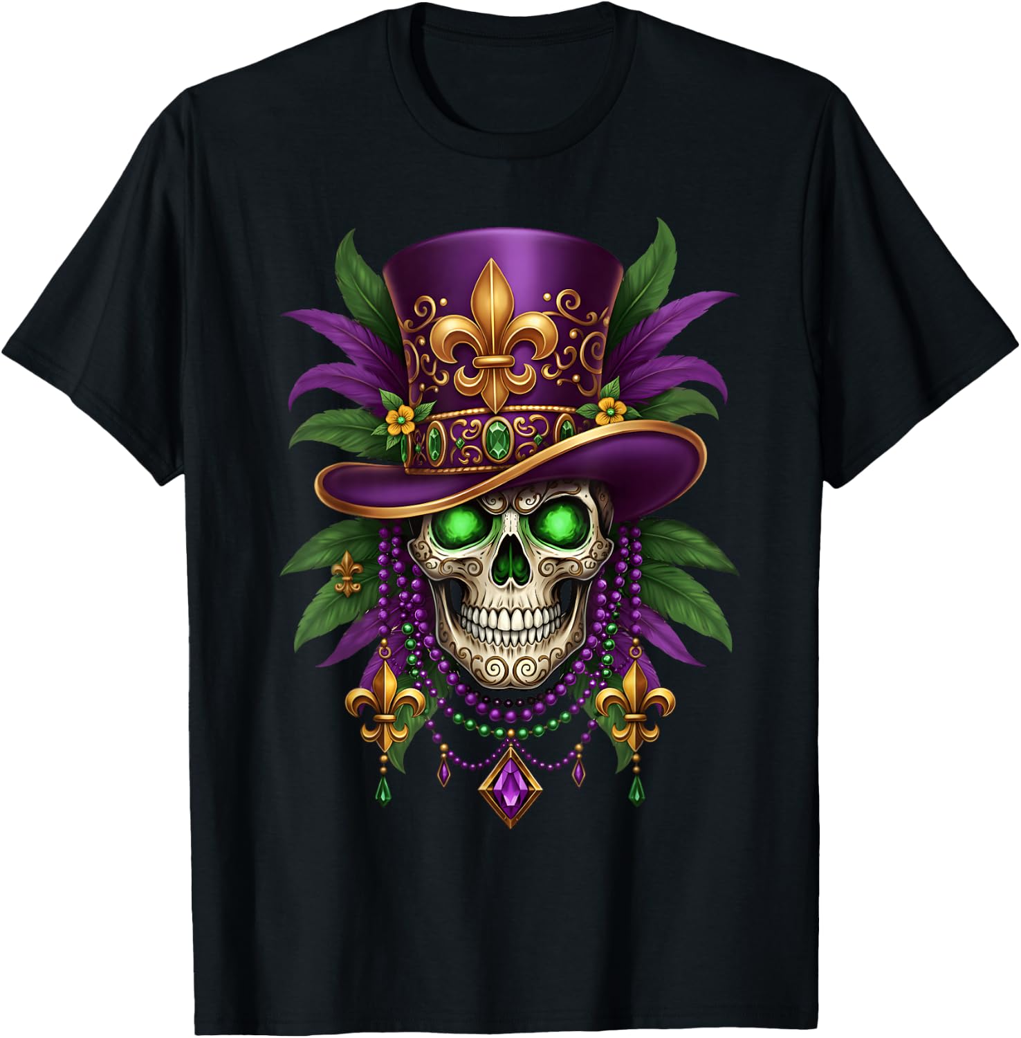 Mardi Gras Carnival Sugar Skull Costume Witch Men Halloween T-Shirt L