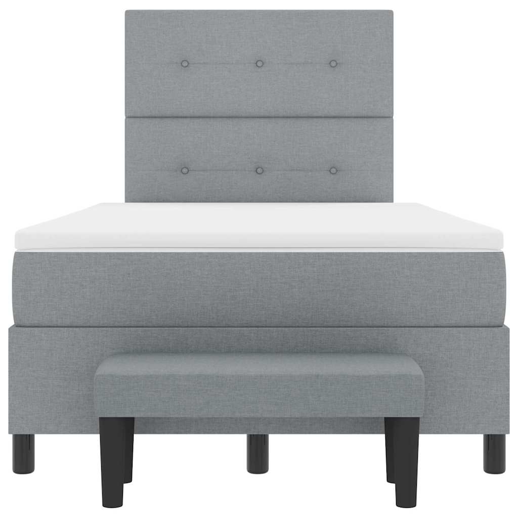Box Spring Bed with Headboard Light Gray 120 x 190 cm Fabric