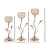 M-Modern-Gold Crystal Candle Holder, Small Vintage Candlestick Set For Table Centerpiece, L