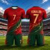 2 Piece Outfits Children's Tracksuit Ronaldo #7 Print T-shirt+Shorts Sets Portugal Fans Football Suit Sports Kids/Adult Clothes