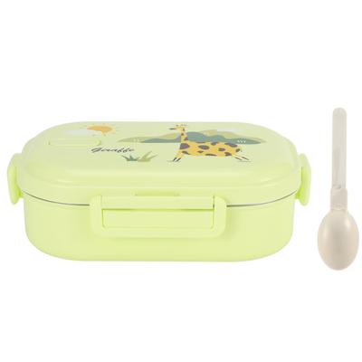 Isolierte Lunchbox Auslaufsichere Edelstahl Bento Box Japanisches Essen Kinderbehälter(Grün )
