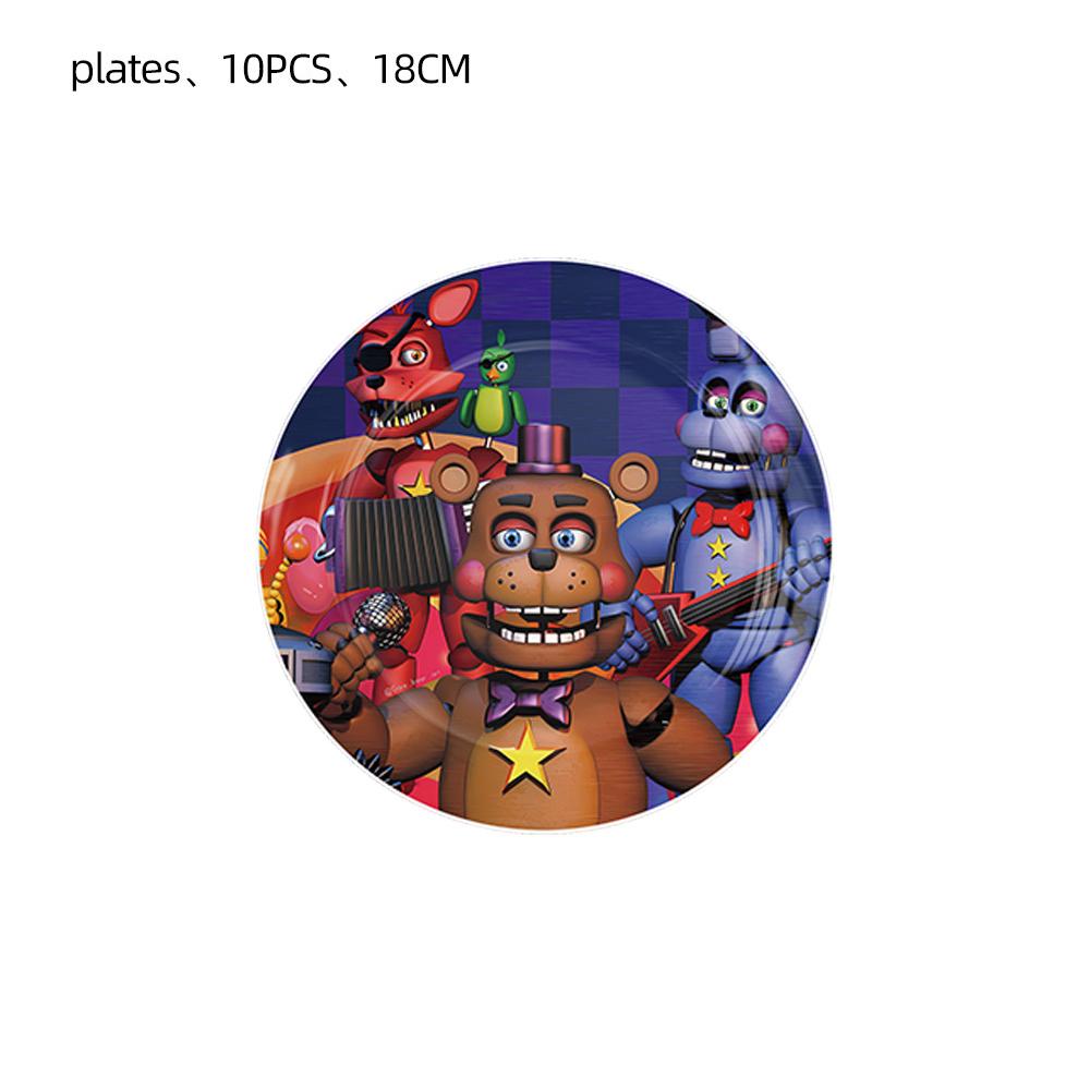 51pcs Five Nights At Freddy's Tableware Include Tablecloth Plates Napkins Cups