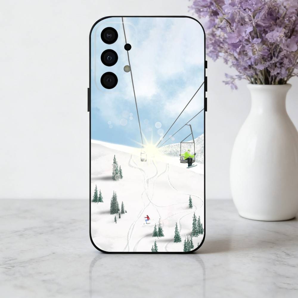 S-Schneeberg S-Skifahren Ski Handyhülle Für Samsung Galaxy A73,A72,A71,A70,A53,A52,A51,Andere Weiche Schwarze Hülle