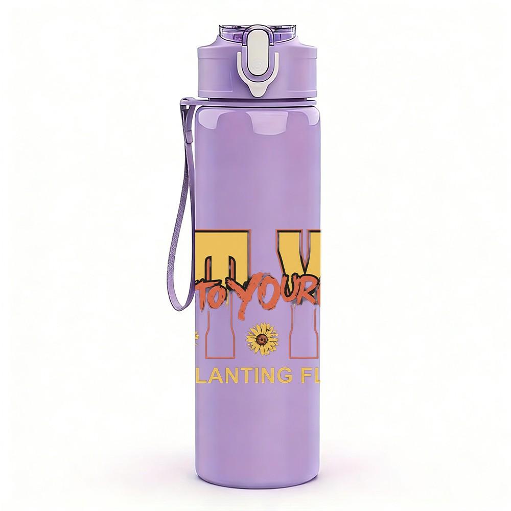 1PC Retro Keep Planting 750ml Sports Water Bottle Leakproof Straw Lid Outdoor Office Home