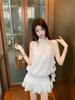 Three-dimensional Flower Neck Dress Women's Summer French Slim Polka Dot Skirt Sweet Waist and Thin a Word Short Skirt