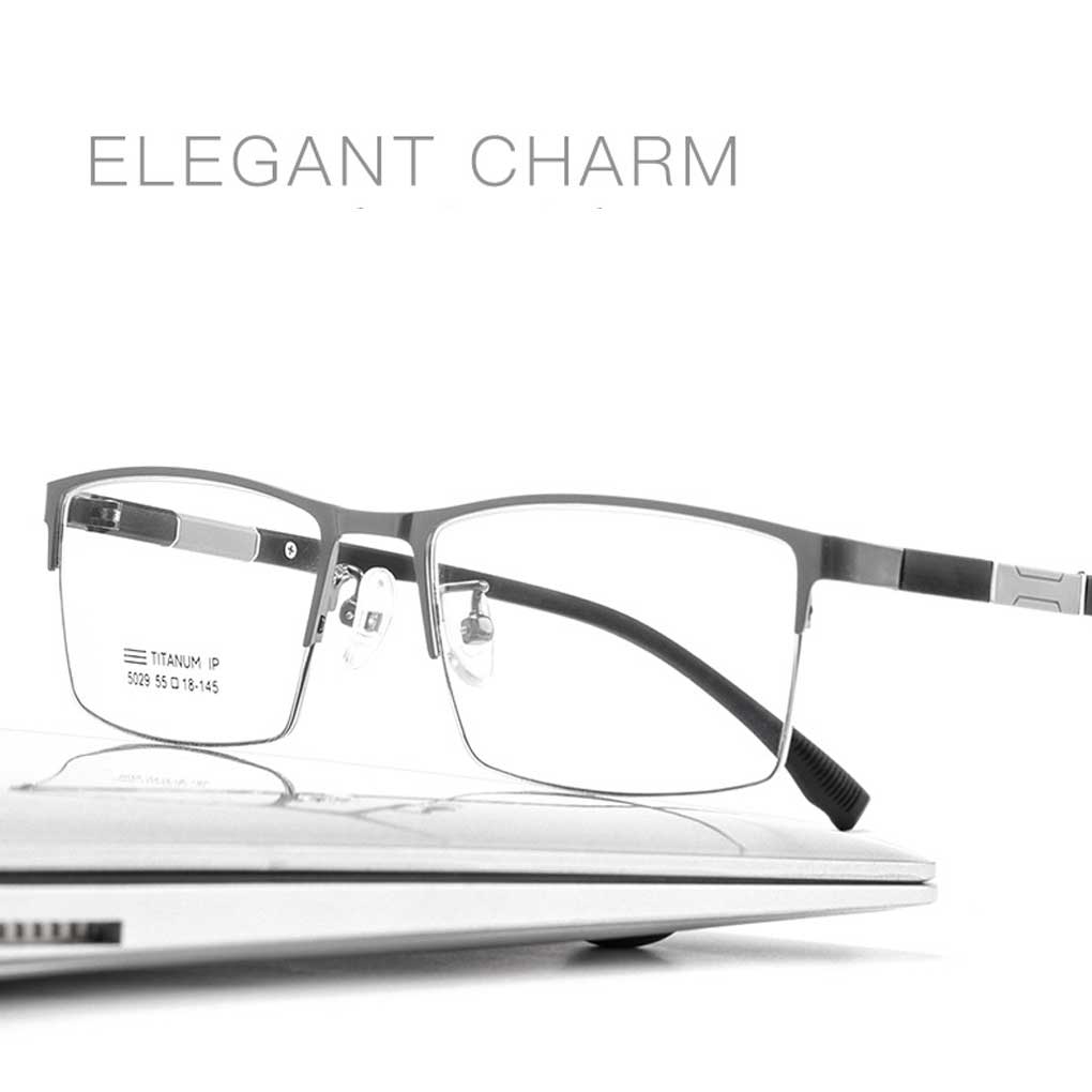 Unisex Metal Half Frame Glasses Plastic Lens Lightweight Nearsighted Eyewear Spectacles No for Business