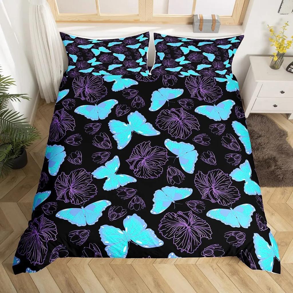 Rainbow Duvet Cover Kawaii Tropical Fruits Bedding Set Pineapple Lemon Doughnut Orange Strawberry Comforter Quilt Cover Set