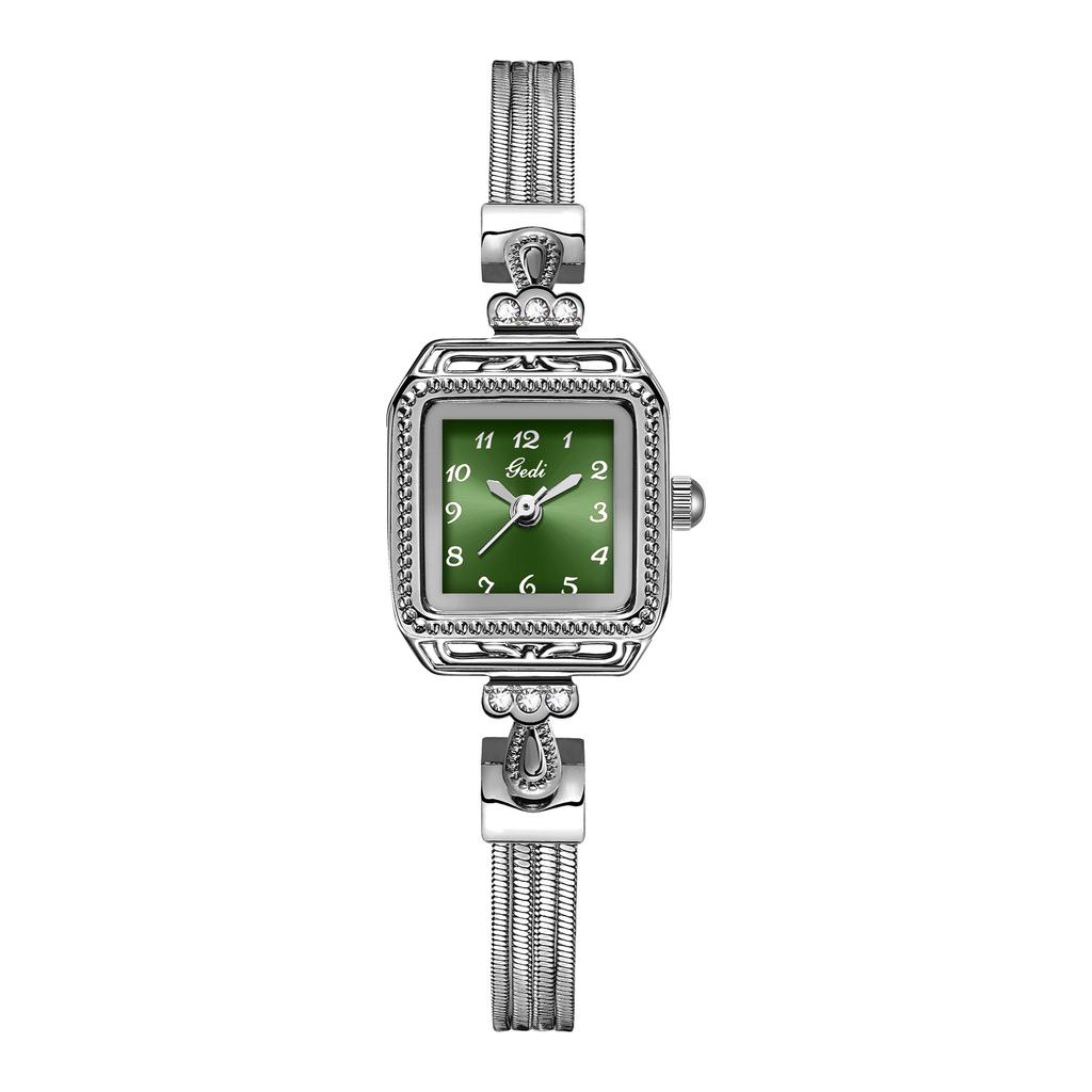 Ladies Light Luxury High-End Watch Retro Copper Imitation Snake Strap Watch Square Plate Antique High-Value Watch