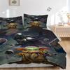 Baby Yoda Mandalorian Print 3-teiliges Bettwäsche-Set Bettbezug mit 2 Kissenbezügen Heim-Geburtstagsgeschenk