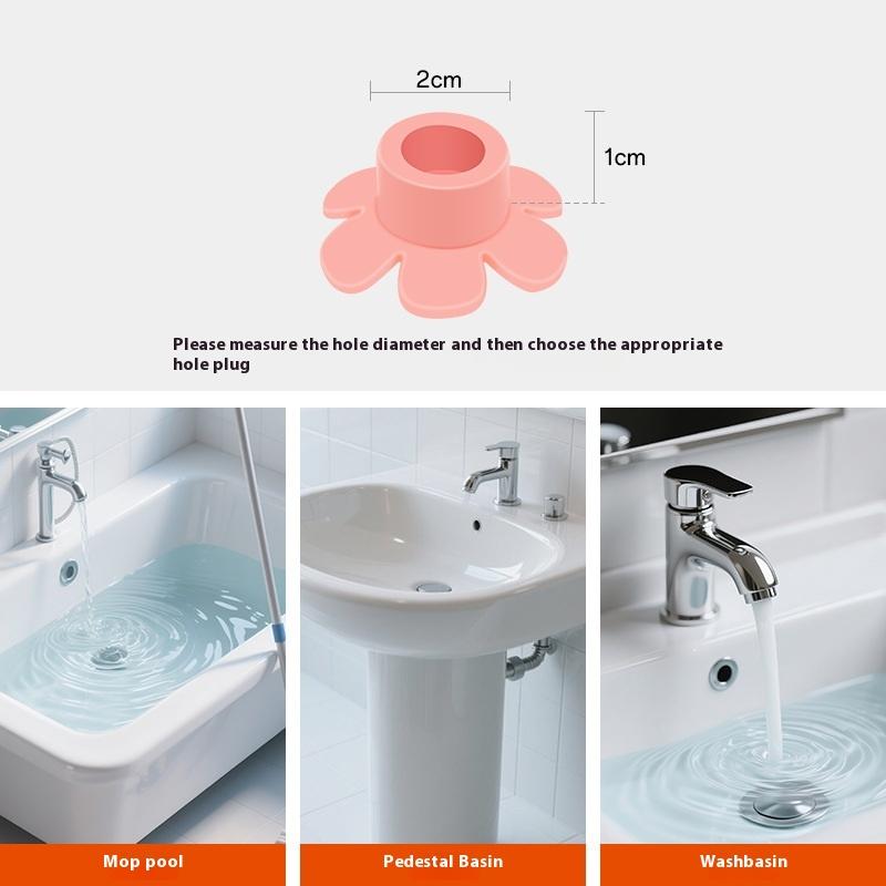 5Pcs Flower Shape Bathroom Silicone Wash Basin Overflow Ring Kitchen Sink Washbasin Drain Seal Stopper Bathtub Drain Cap Plug