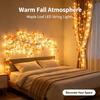 Fall Maple Leaf Vine Lights 48 Warm White USB Bendable Artificial Autumn Garland For Wall Bedroom Thanksgiving Home Decor