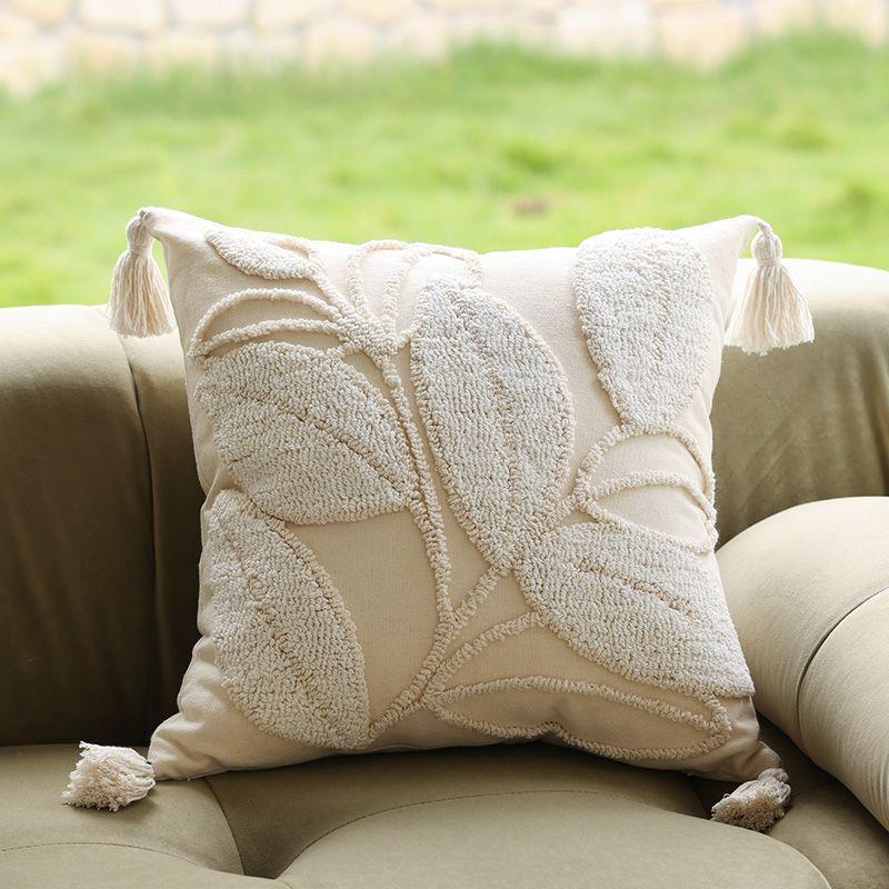 Nordic French Cream 3D Embroidered Sofa Pillow Cover 45x45cm Decorative Bed Cushion Case