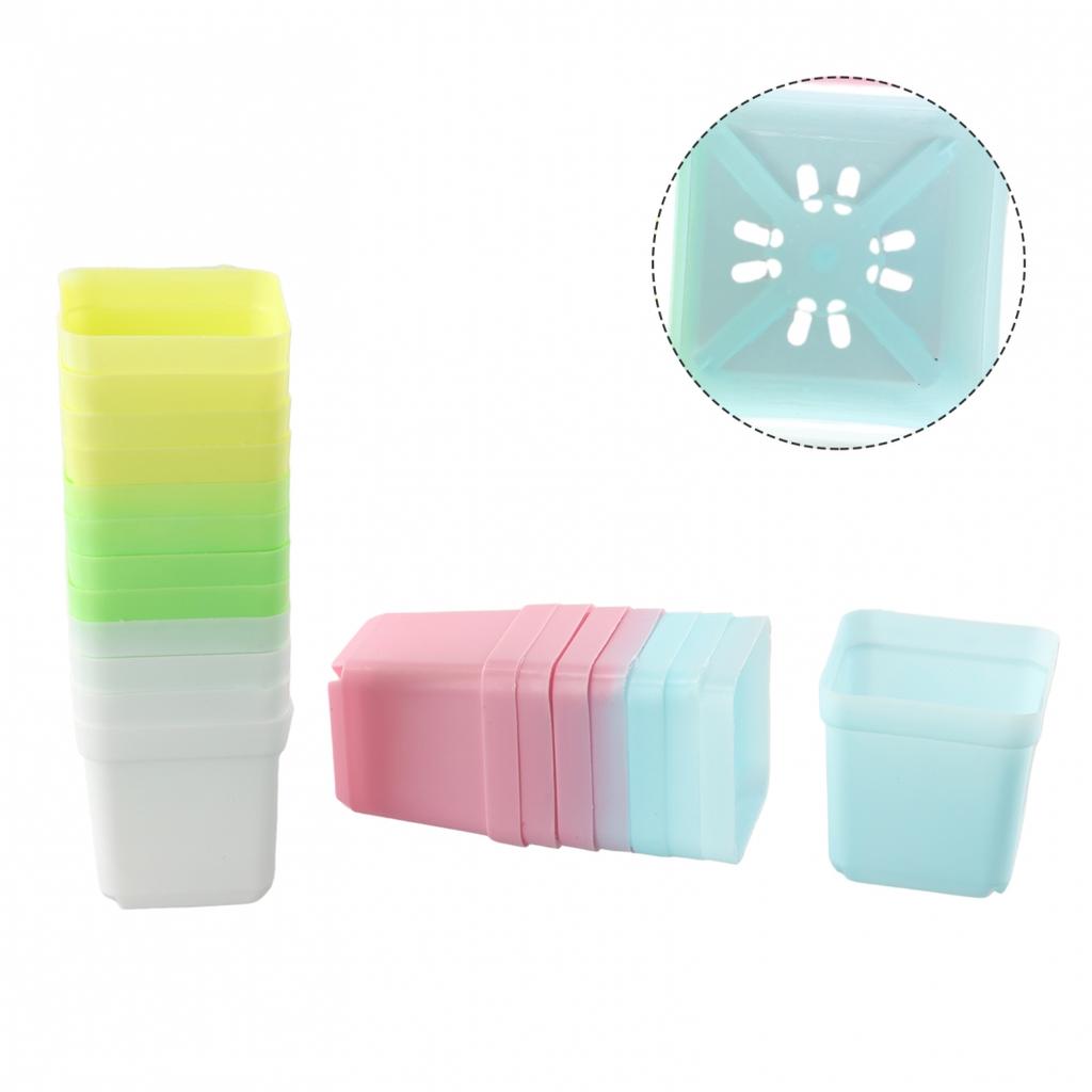 Colorful 20X Mini Plastic Flower Pots Succulent Plants Small Square Pot Garden