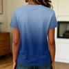 Women's Casual Pullover T-Shirt Short Sleeve Crew Neck Gradient Color Top Lightweight Soft Fabric Summer Wear