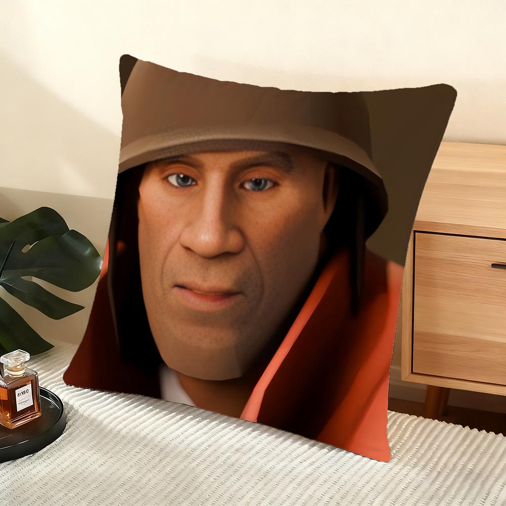 T-Team F-Fortress 2 Cushion Cover Soft Short Plush Pillow Cover Smooth Cozy Texture Aesthetic Cushion Case Home Decor