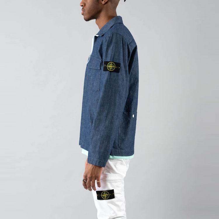 Stone Island Logo Polo Jacket Men jackets Blue 741511207-WASH