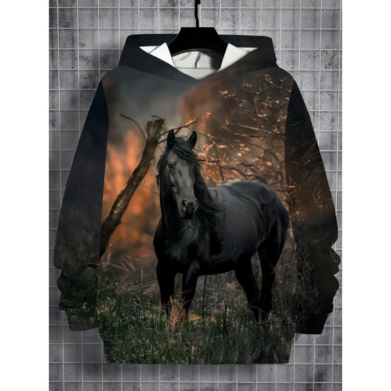 Mode Cheval Graphique Hommes Sweats À Capuche Automne 2025 Nouveau 3d Impression Sweats Nouveauté Unisexe À Capuche Pull Sweat Hommes Vêtements