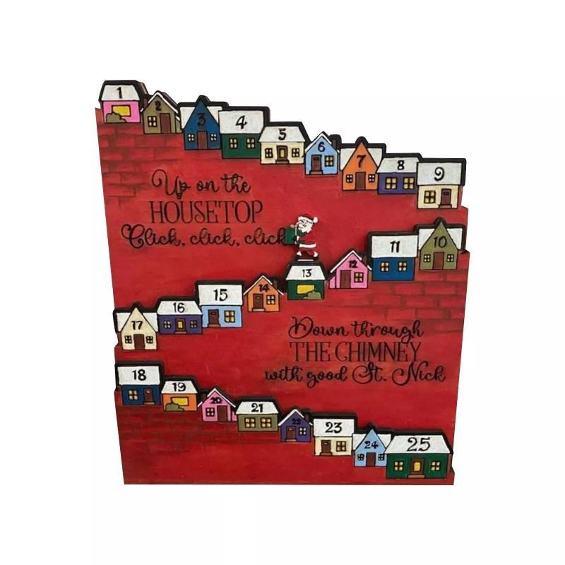 Christmas Countdown Calendar Ornaments Santa Castle Desktop Decoration Crafts