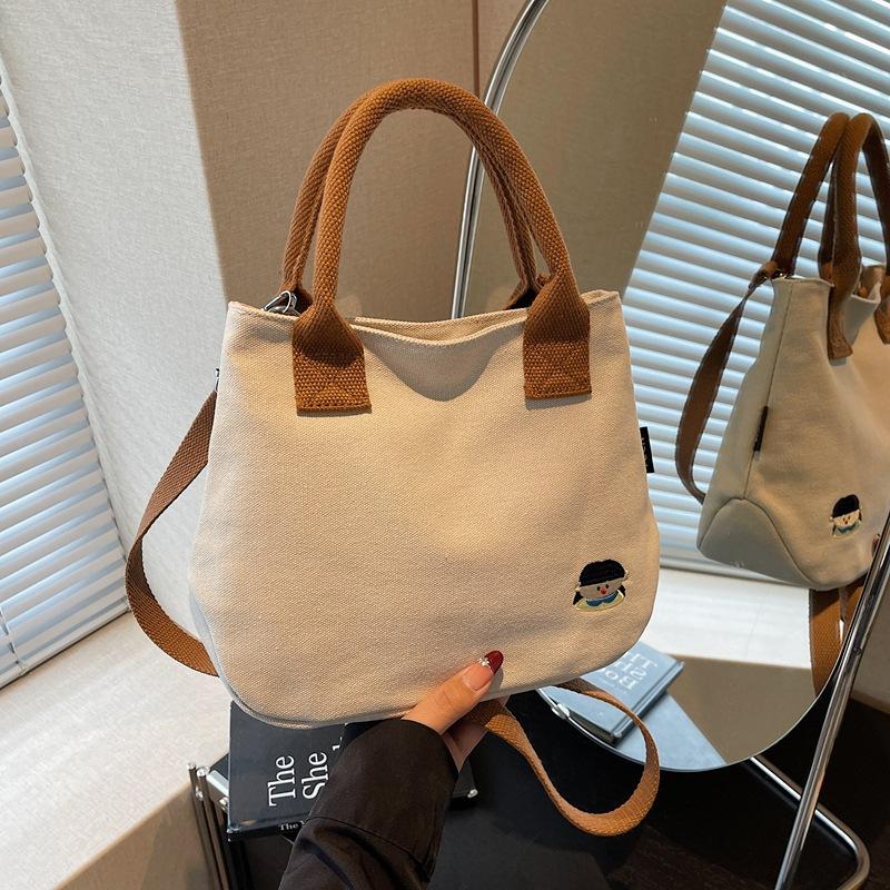 2026 Spring New Trendy Canvas Tote Bag Ins Style Fashiable Casual Handbag for Women Daily Use