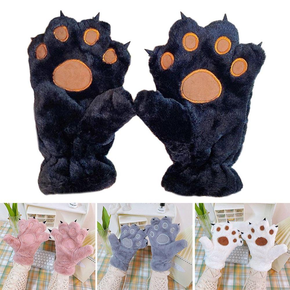 Bear Paw Furry Mittens Plush Animal Gloves Fashion Women Winter Gloves Cosplay