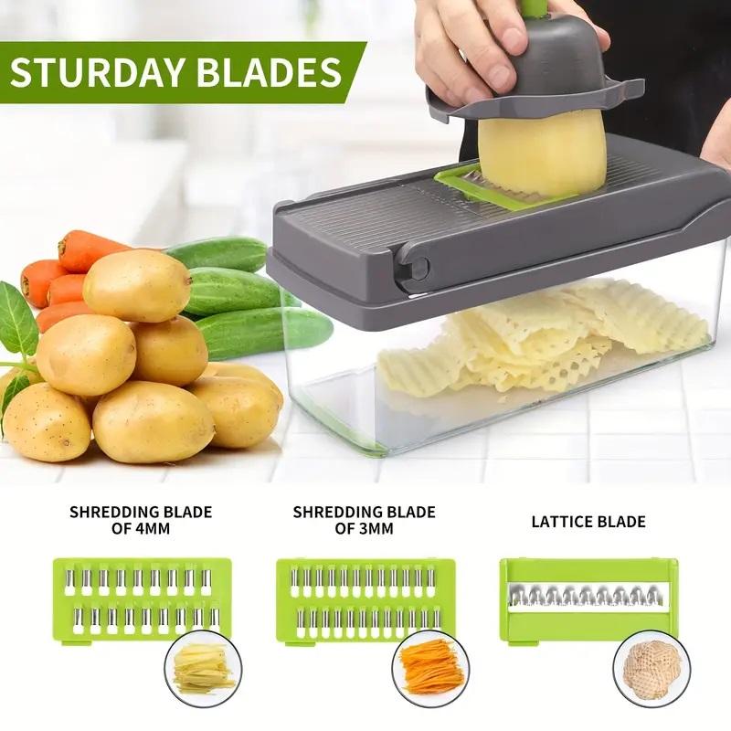 Vegetable Chopper Slicer 14-in-1 with Spice Chopper Set 7 Blades Veggie Dicer Onion Fruit Cutter
