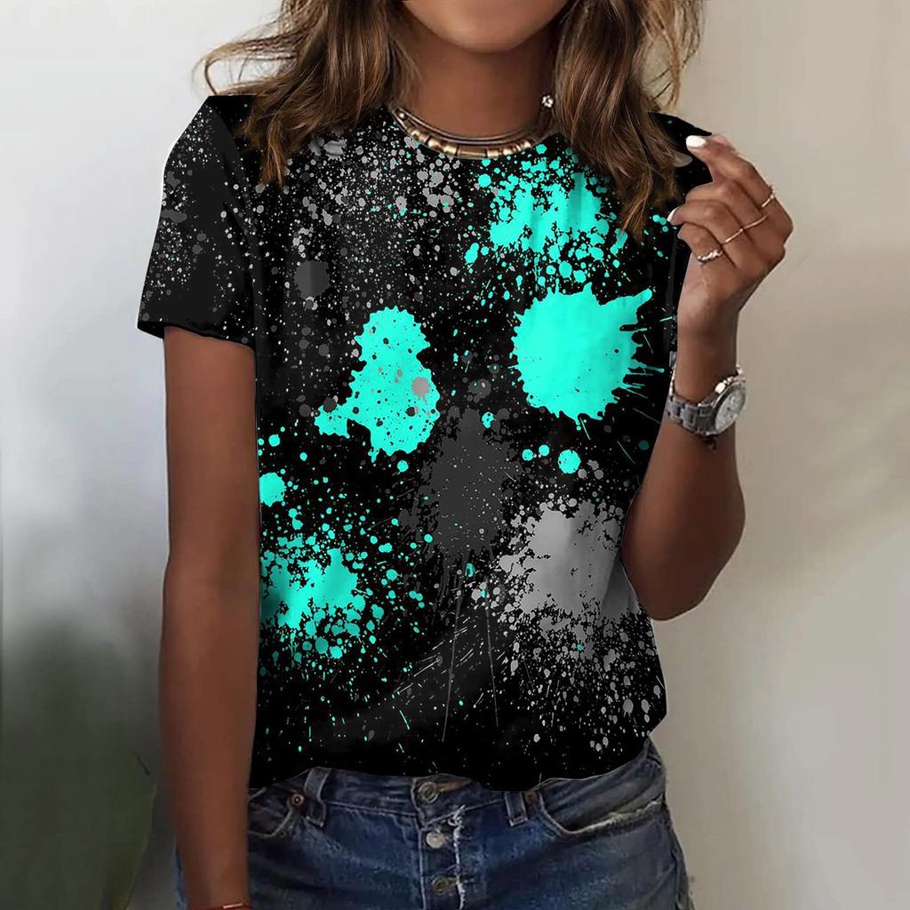 Women's Round-Neck Tops Short Sleeves T-shirt Printed T-shirt Tunic Shirts Vintage Tops